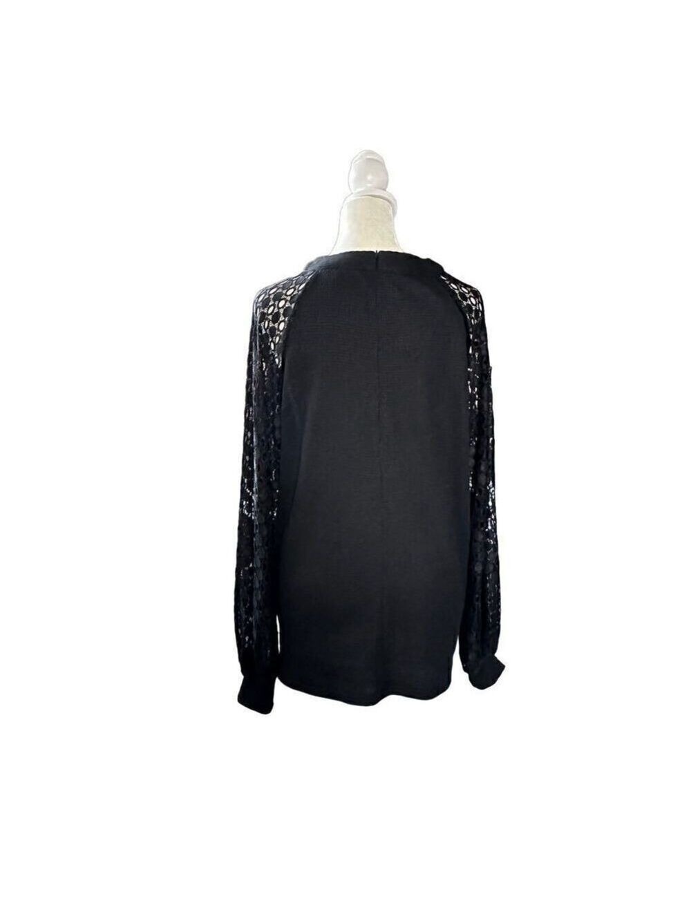 MIHOLL Lace Balloon Sleeve Casual Knit Mock Neck Top Size Medium - Picture 4 of 12
